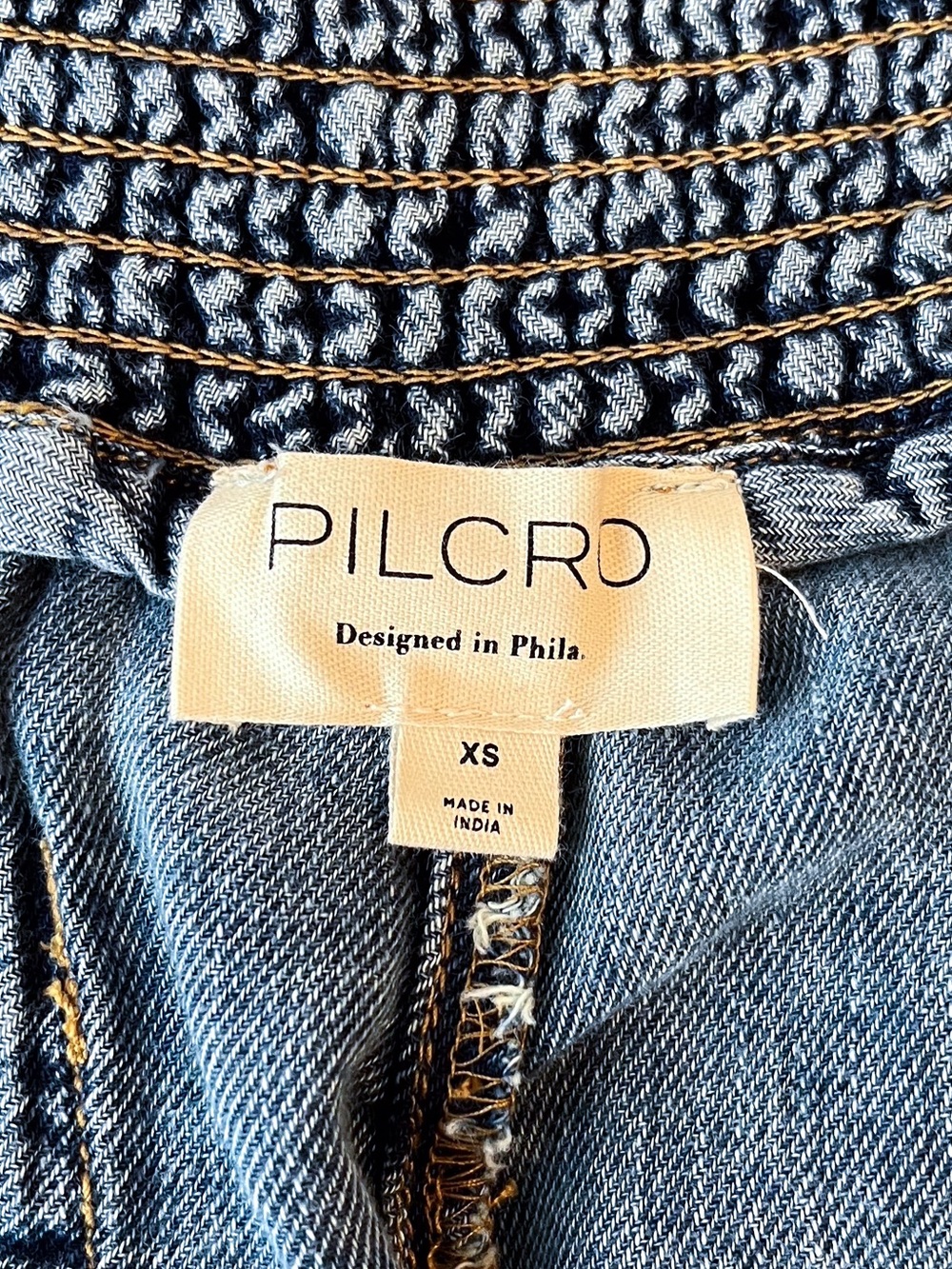 Anthropologie Pilcro Reese Barrel Leg Pull On Pants Smocked Cotton Size XS Blue - Picture 9 of 16